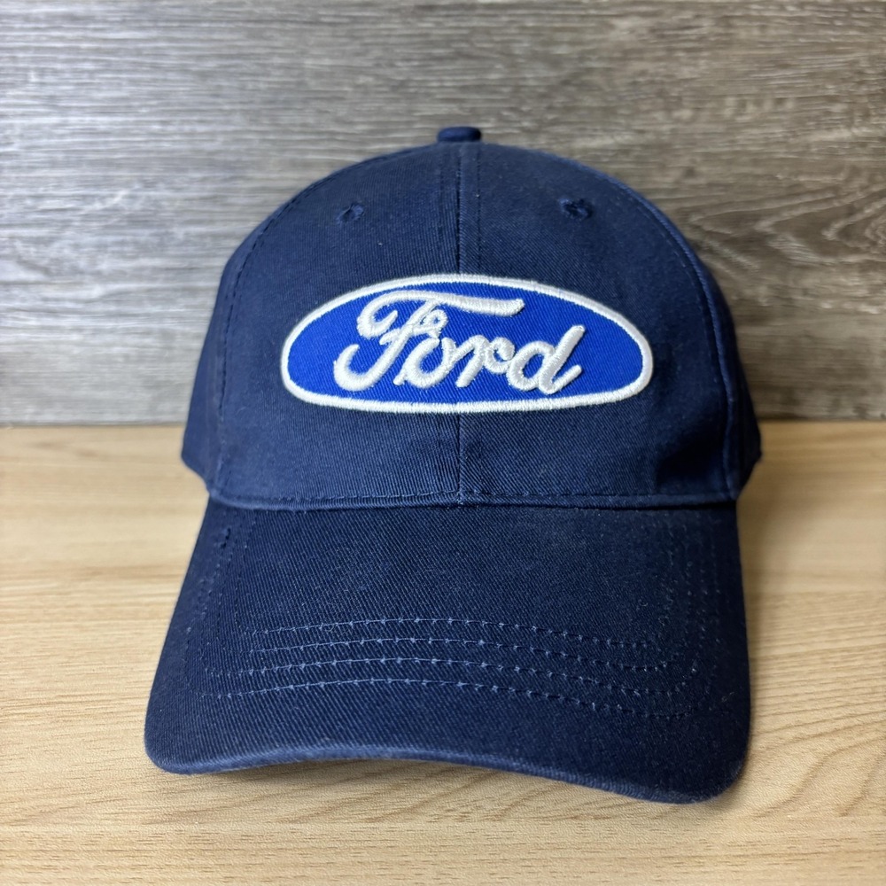 Ford Racing Hat Cap Strap Back Mens Blue NASCAR Auto Racing Classic OSFM Cotton